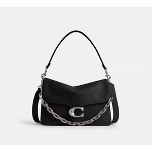 Coach Black Shoulder Bag with Silver Chain